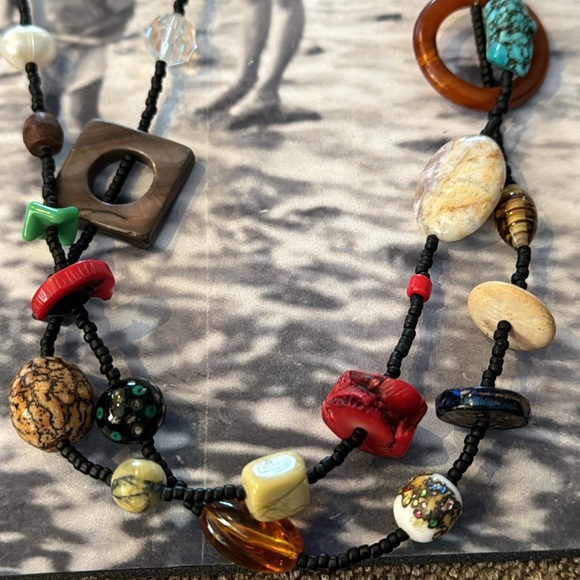 Corded Artisan Natural Stone Beaded Necklace “Bead Soup” (TD) - Picture 2 of 4